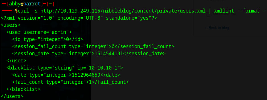 Admin username exposed