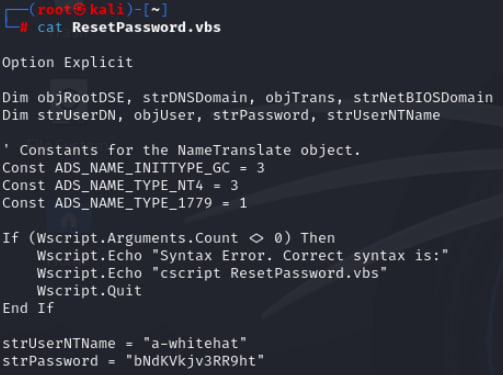 ResetPassword.vbs Content