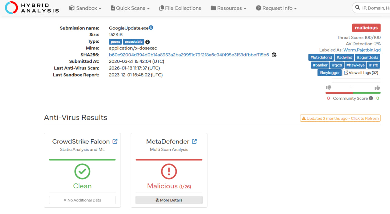 Hybrid Analysis Result