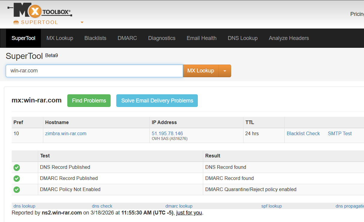 Domain Lookup Result