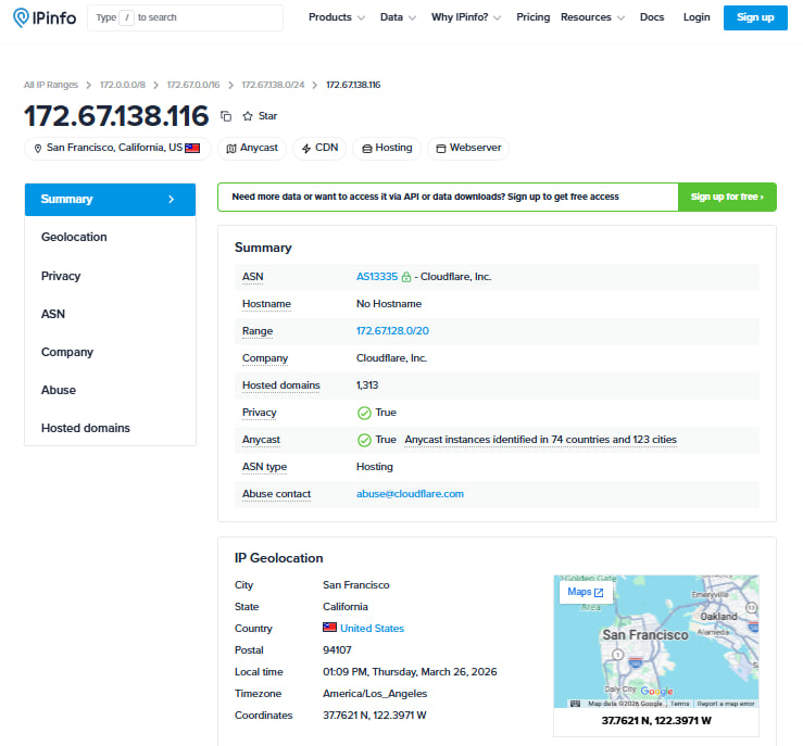 IP Geolocation Results